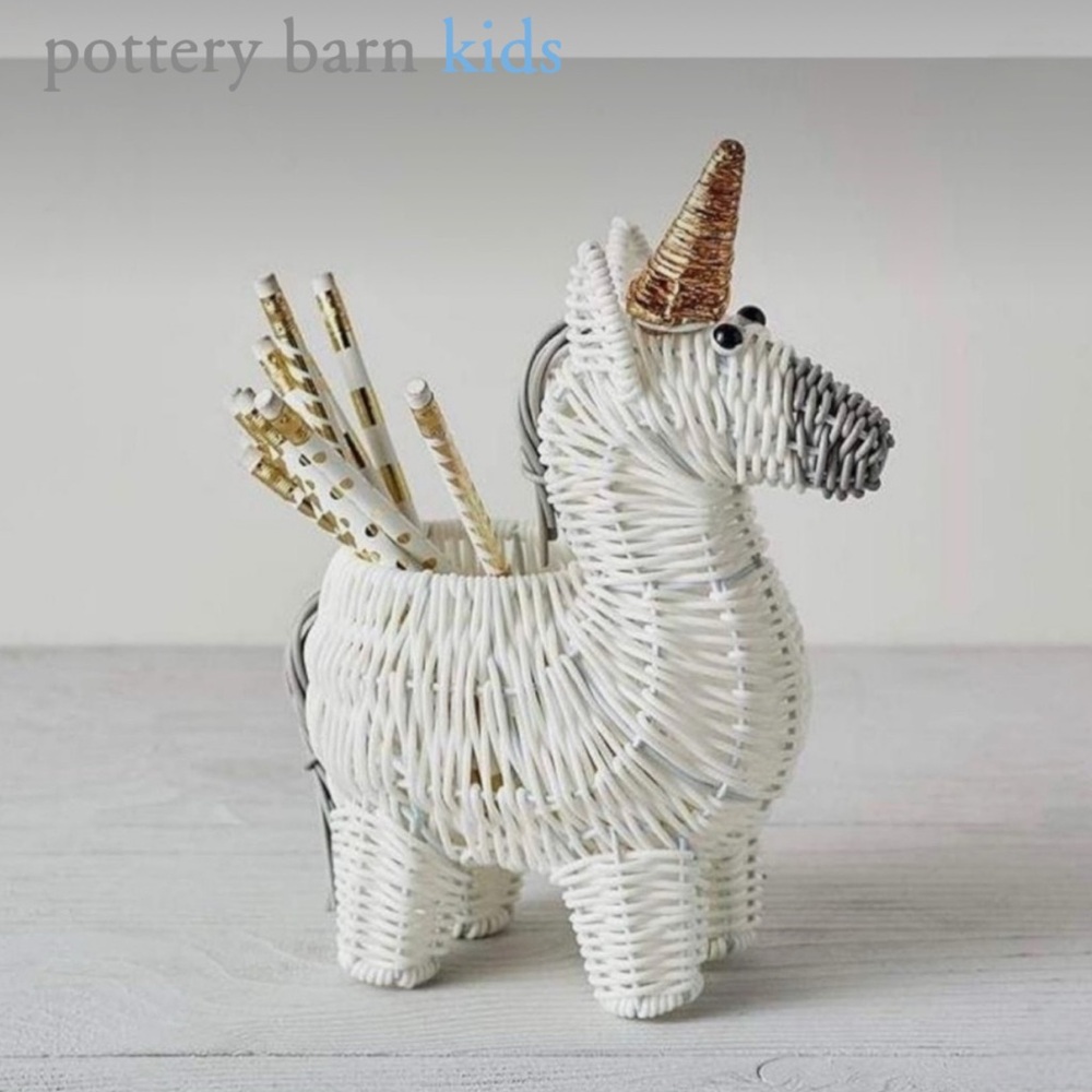 Pottery Barn Kids Unicorn Woven Shaped Pencil Holders